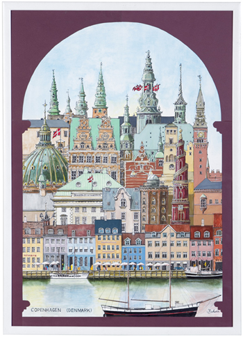 優秀賞　水彩画「コペンハーゲンの塔づくし」